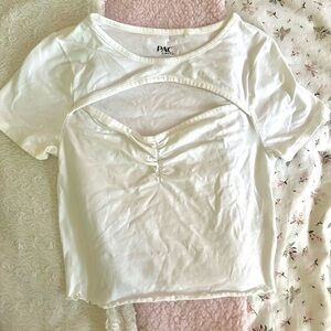 white cut-out shirt
